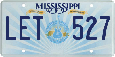 MS license plate LET527