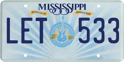 MS license plate LET533