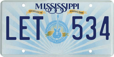 MS license plate LET534