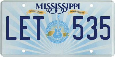 MS license plate LET535