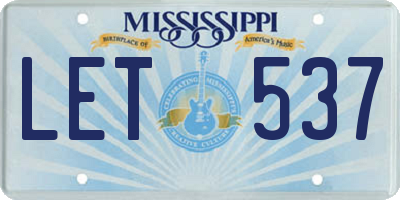 MS license plate LET537
