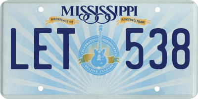 MS license plate LET538