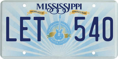 MS license plate LET540