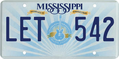 MS license plate LET542