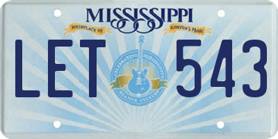 MS license plate LET543