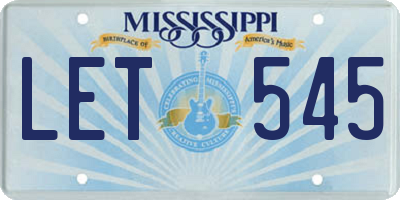 MS license plate LET545