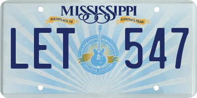 MS license plate LET547
