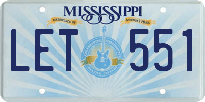 MS license plate LET551