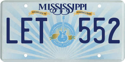MS license plate LET552