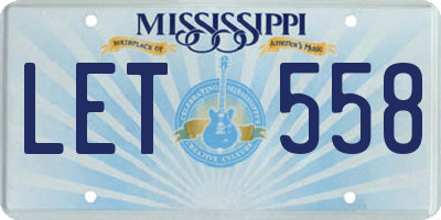 MS license plate LET558