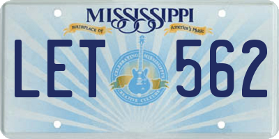 MS license plate LET562