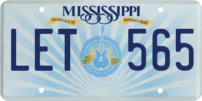 MS license plate LET565