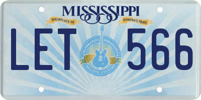 MS license plate LET566