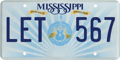 MS license plate LET567