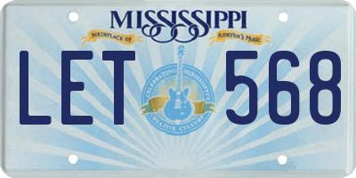 MS license plate LET568