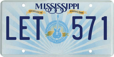 MS license plate LET571