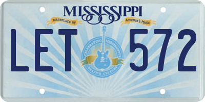 MS license plate LET572