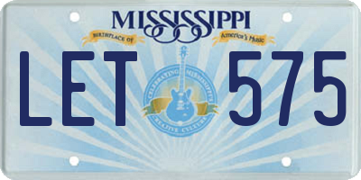 MS license plate LET575