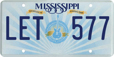 MS license plate LET577