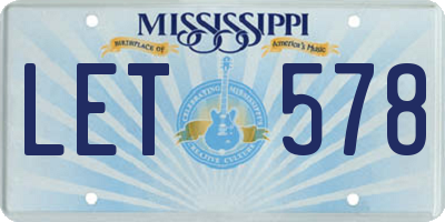 MS license plate LET578