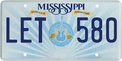 MS license plate LET580