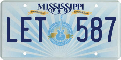 MS license plate LET587