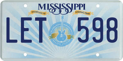 MS license plate LET598
