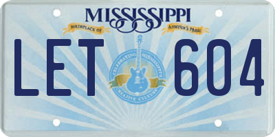 MS license plate LET604