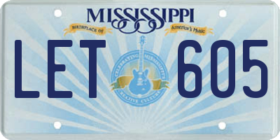 MS license plate LET605