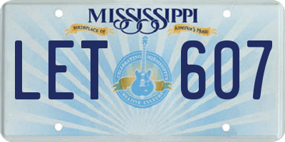 MS license plate LET607