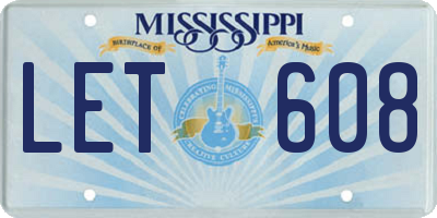 MS license plate LET608