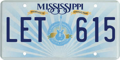 MS license plate LET615