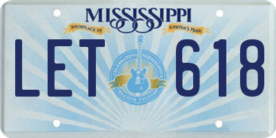 MS license plate LET618
