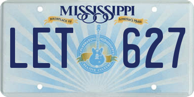 MS license plate LET627