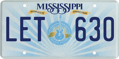 MS license plate LET630