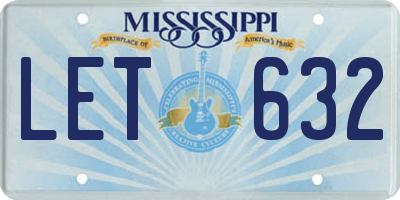 MS license plate LET632