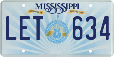 MS license plate LET634