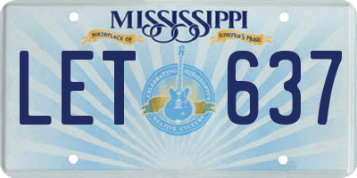 MS license plate LET637