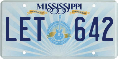 MS license plate LET642
