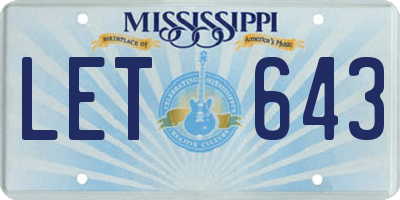 MS license plate LET643