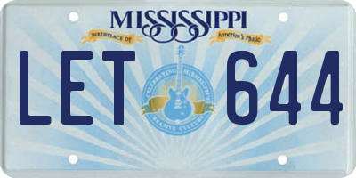 MS license plate LET644
