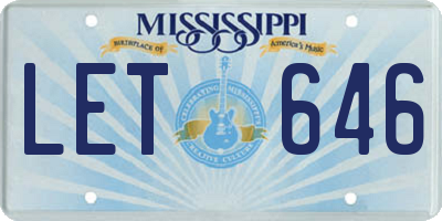 MS license plate LET646