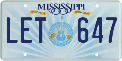 MS license plate LET647