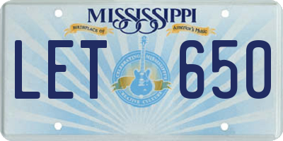 MS license plate LET650