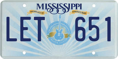 MS license plate LET651