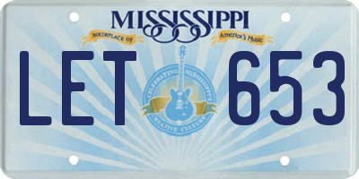 MS license plate LET653