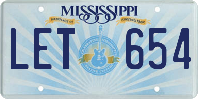MS license plate LET654