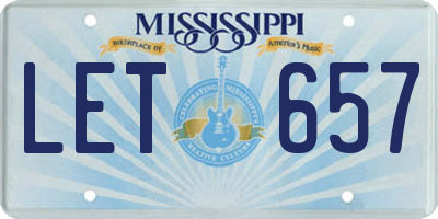 MS license plate LET657