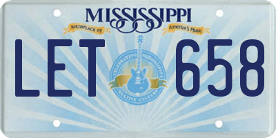 MS license plate LET658