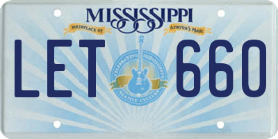 MS license plate LET660